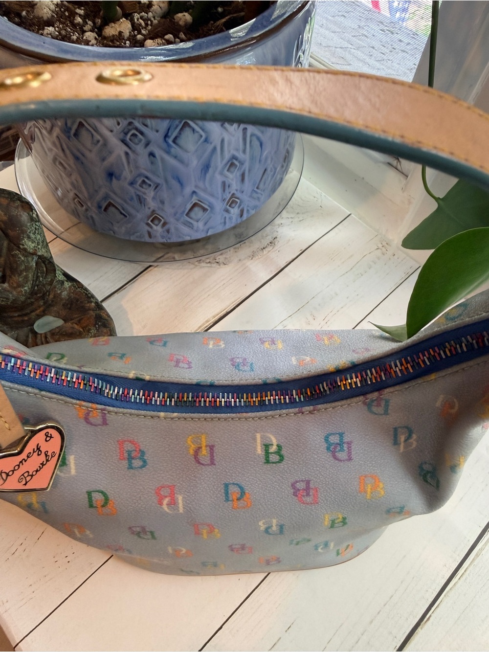Dooney & Bourke | Vintage Y2K Multicolor DB Logo Mini Hobo with Rainbow Zipper - Picture 3 of 13